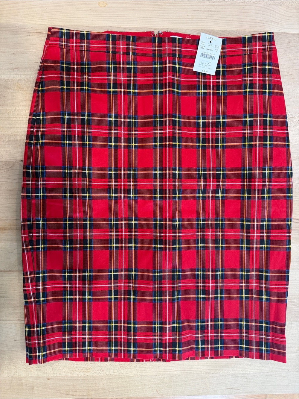 NWT - J. Crew Red Tartan Pencil Skirt